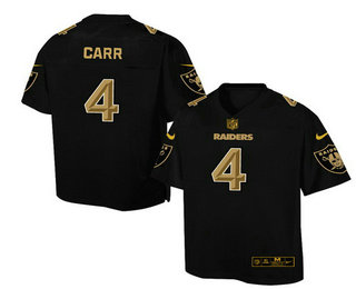 Men's Oakland Raiders #4 Derek Carr Black Gold Printed NFL Fashion Collection Pro Line Jersey