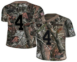Men's Oakland Raiders #4 Derek Carr Camo Stitched NFL Rush Realtree Nike Limited Jersey