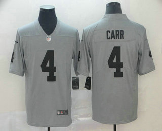 Men's Oakland Raiders #4 Derek Carr Grey 2019 Inverted Legend Stitched NFL Nike Limited Jersey