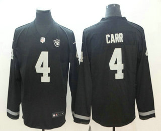 Men's Oakland Raiders #4 Derek Carr Nike Black Therma Long Sleeve Limited Jersey