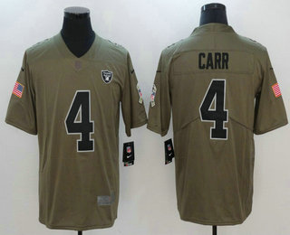 Men's Oakland Raiders #4 Derek Carr Olive 2017 Salute To Service Stitched NFL Nike Limited Jersey
