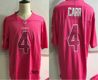 Men's Oakland Raiders #4 Derek Carr Pink Fashion 2017 Rush NFL Nike Limited Jersey