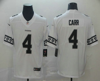 Men's Oakland Raiders #4 Derek Carr White 2019 NEW Team Logo Vapor Untouchable Stitched NFL Nike Limited Jersey