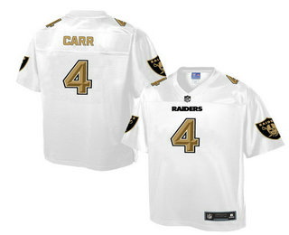 Men's Oakland Raiders #4 Derek Carr White Gold Printed NFL Fashion Collection Pro Line Jersey