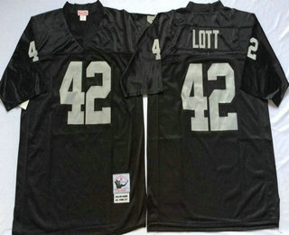 Men's Oakland Raiders #42 Ronnie Lott Black Throwback Jersey by Mitchell & Ness