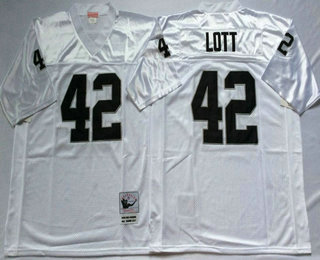 Men's Oakland Raiders #42 Ronnie Lott White Throwback Stitched NFL Jersey