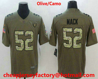 Men's Oakland Raiders #52 Khalil Mack Olive With Camo 2017 Salute To Service Stitched NFL Nike Limited Jersey