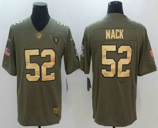 Men's Oakland Raiders #52 Khalil Mack Olive with Gold 2017 Salute To Service Stitched NFL Nike Limited Jersey
