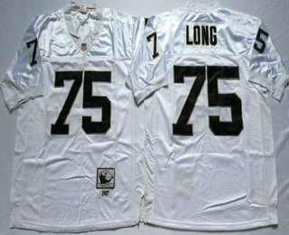 Men's Oakland Raiders #75 Howie Long White Throwback Jersey by Mitchell & Ness