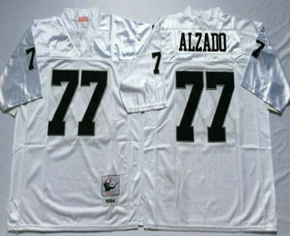 Men's Oakland Raiders #77 Lyle Alzado White Throwback Jersey by Mitchell & Ness