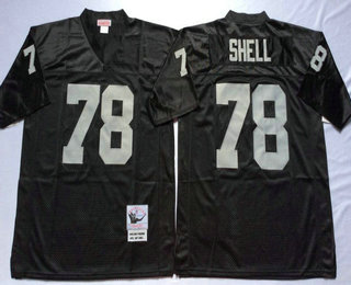 Men's Oakland Raiders #78 Art Shell Black Throwback Jersey by Mitchell & Ness
