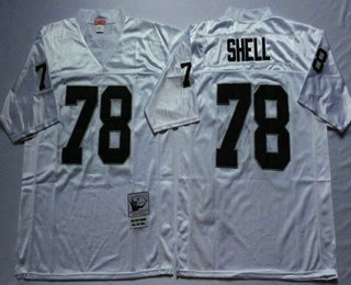 Men's Oakland Raiders #78 Art Shell White Throwback Jersey by Mitchell & Ness