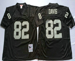 Men's Oakland Raiders #82 Al Davis Black Throwback Jersey by Mitchell & Ness