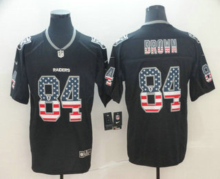 Men's Oakland Raiders #84 Antonio Brown 2018 USA Flag Fashion Black Color Rush Stitched Nike Limited Jersey
