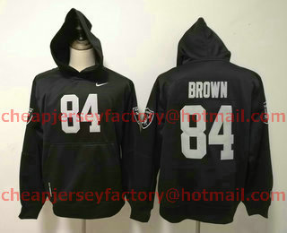 Men's Oakland Raiders #84 Antonio Brown Black All Stitched Hooded Sweatshirt