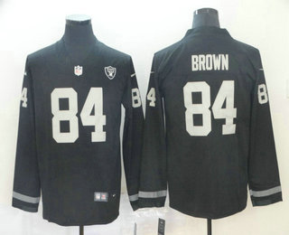 Men's Oakland Raiders #84 Antonio Brown Black Team Color Nike Stitched NFL Limited Therma Long Sleeve Jersey