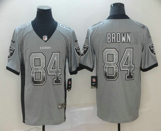 Men's Oakland Raiders #84 Antonio Brown Gray 2018 Fashion Drift Color Rush Stitched NFL Nike Limited Jersey
