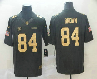 Men's Oakland Raiders #84 Antonio Brown Olive with Gold 2017 Salute To Service Stitched NFL Nike Limited Jersey
