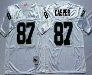 Men's Oakland Raiders #87 Dave Casper White Throwback Jersey by Mitchell & Ness
