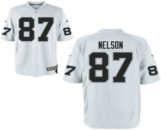 Men's Oakland Raiders #87 Jordy Nelson White Road Stitched NFL Nike Elite Jersey