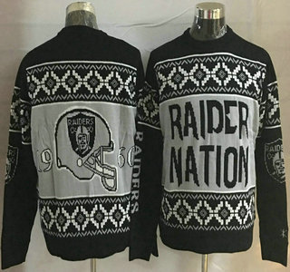 Men's Oakland Raiders Grey With Black NFL Sweater