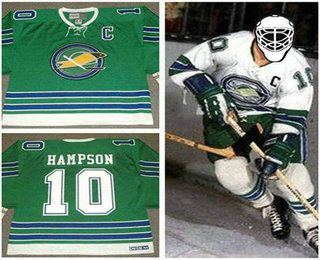 Men's Oakland Seals #10 TED HAMPSON 1968 CCM Vintage Throwback Home Green Jersey