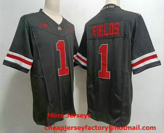 Men's Ohio State Buckeyes #1 Justin Fields Blackout FUSE College Football Jersey