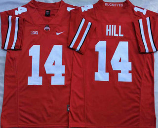 Men's Ohio State Buckeyes #14 K.J. Hill Red Stitched College Football Nike NCAA Jersey