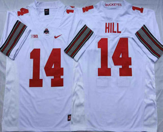Men's Ohio State Buckeyes #14 K.J. Hill White Stitched College Football Nike NCAA Jersey