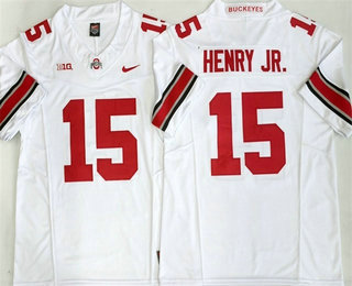 Men's Ohio State Buckeyes #15 Chris Henry Jr White FUSE College Football Jersey