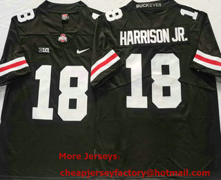 Men's Ohio State Buckeyes #18 Marvin Harrison Jr Black White 2022 Vapor Untouchable Stitched Nike Jersey