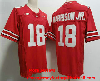 Men's Ohio State Buckeyes #18 Marvin Harrison Jr Red FUSE College Football Jersey