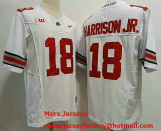 Men's Ohio State Buckeyes #18 Marvin Harrison Jr White FUSE College Football Jersey