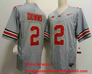 Men's Ohio State Buckeyes #2 Caleb Downs Grey FUSE College Football Jersey