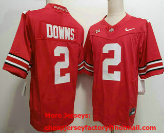 Men's Ohio State Buckeyes #2 Caleb Downs Red FUSE College Stitched Jersey