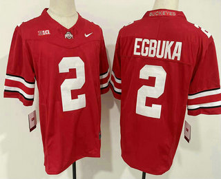 Men's Ohio State Buckeyes #2 Emeka Egbuka Red FUSE College Football Jersey