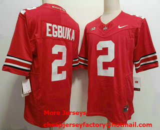 Men's Ohio State Buckeyes #2 Emeka Egbuka Red FUSE College Stitched Jersey