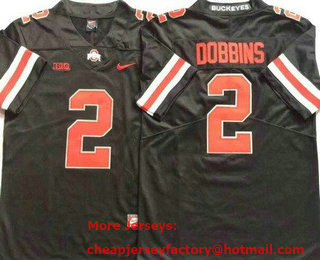 Men's Ohio State Buckeyes #2 JK Dobbins Black Red College Football Jersey
