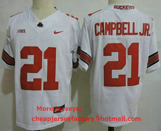 Men's Ohio State Buckeyes #21 Parris Campbell Jr White College Football Jersey