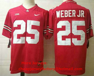 Men's Ohio State Buckeyes #25 Mike Weber Jr Red College Football Jersey