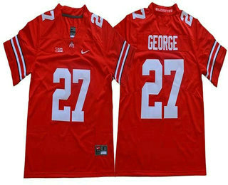 Men's Ohio State Buckeyes #27 Eddie George Red Stitched College Football Nike NCAA Jersey