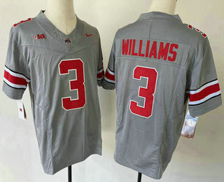 Men's Ohio State Buckeyes #3 Miyan Williams Grey FUSE College Football Jersey