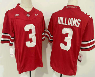 Men's Ohio State Buckeyes #3 Miyan Williams Red FUSE College Football Jersey
