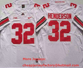 Men's Ohio State Buckeyes #32 TreVeyon Henderson White 2022 Vapor Untouchable Stitched Nike Jersey