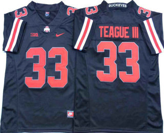 Men's Ohio State Buckeyes #33 Master Teague III Black Stitched College Football Nike NCAA Jersey