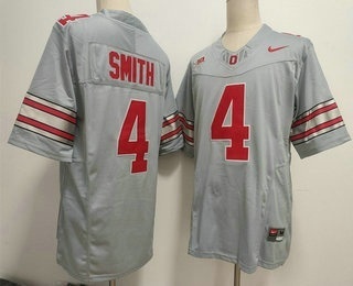 Men's Ohio State Buckeyes #4 Jeremiah Smith Limited Grey FUSE College Football Jersey