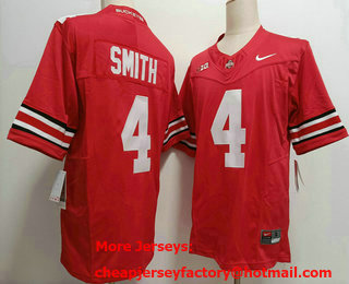 Men's Ohio State Buckeyes #4 Jeremiah Smith Red FUSE College Stitched Jersey