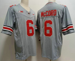 Men's Ohio State Buckeyes #6 Kyle McCord Grey FUSE College Stitched Jersey
