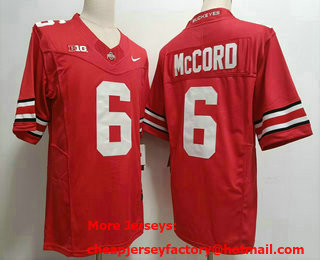 Men's Ohio State Buckeyes #6 Kyle McCord Red FUSE College Stitched Jersey