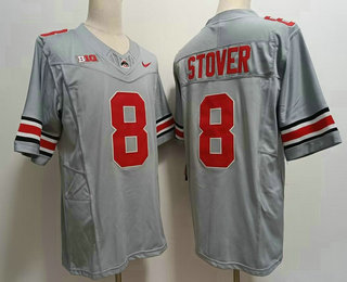 Men's Ohio State Buckeyes #8 Cade Stover Grey FUSE College Stitched Jersey